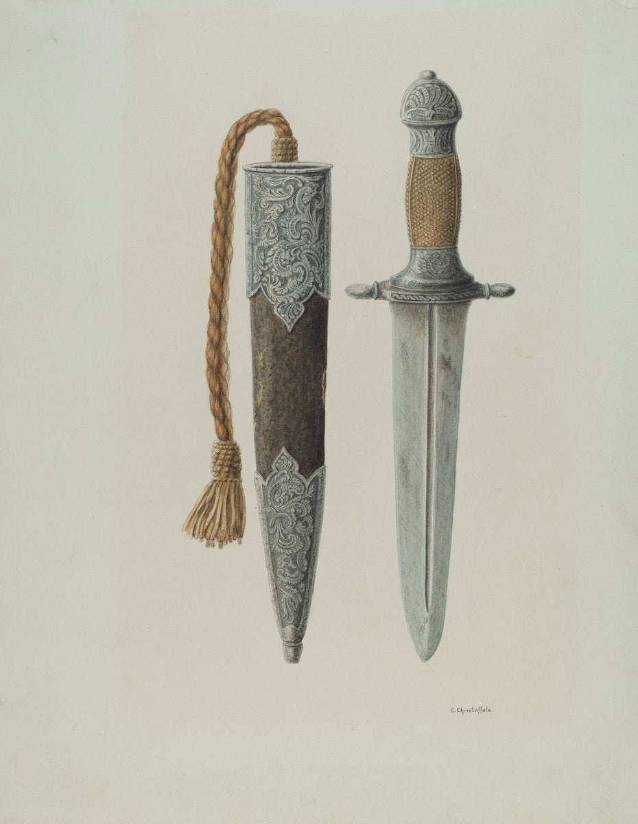 Dagger and Sheath by Cornelius Christoffels (American, active c. 1935), 16X12"(A3)Poster Print