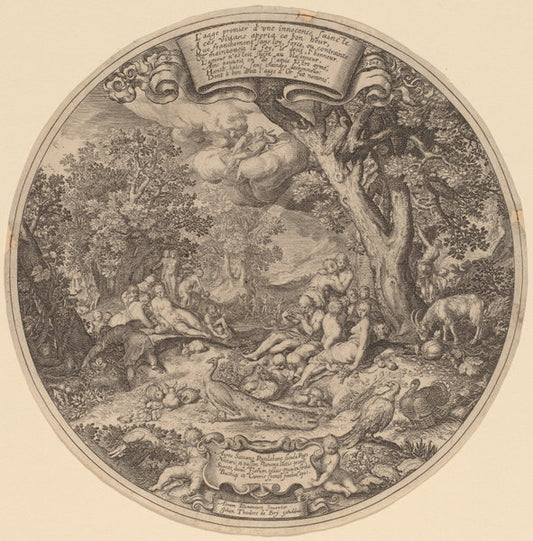 The Golden Age by Jan Theodor de Bry after Abraham Bloemaert after Nicolaes de Bruyn (Flemish, 1561 - 1623), 16X12"(A3)Poster Print