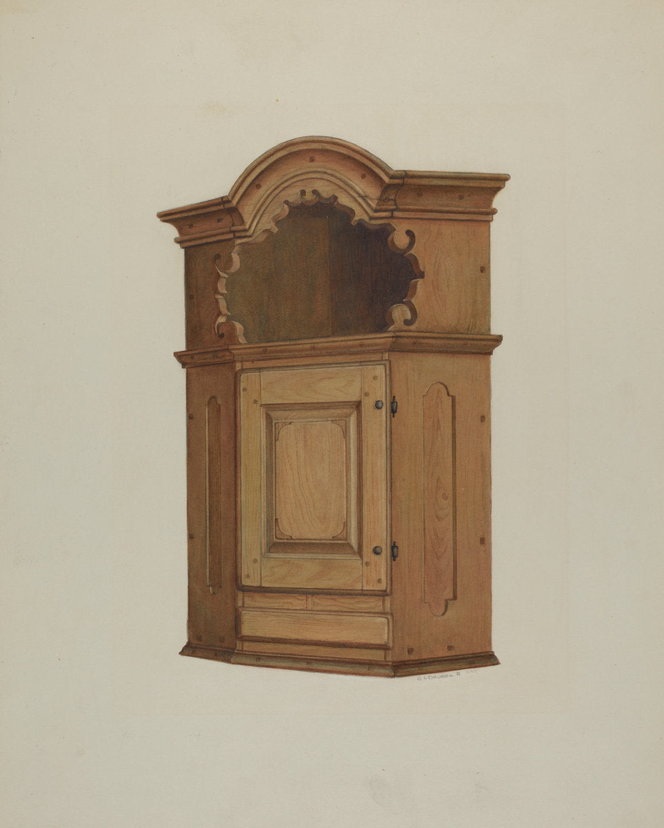 Pa. German Wall Corner Cupboard by Austin L. Davison (American, active c. 1935), 16X12"(A3)Poster Print