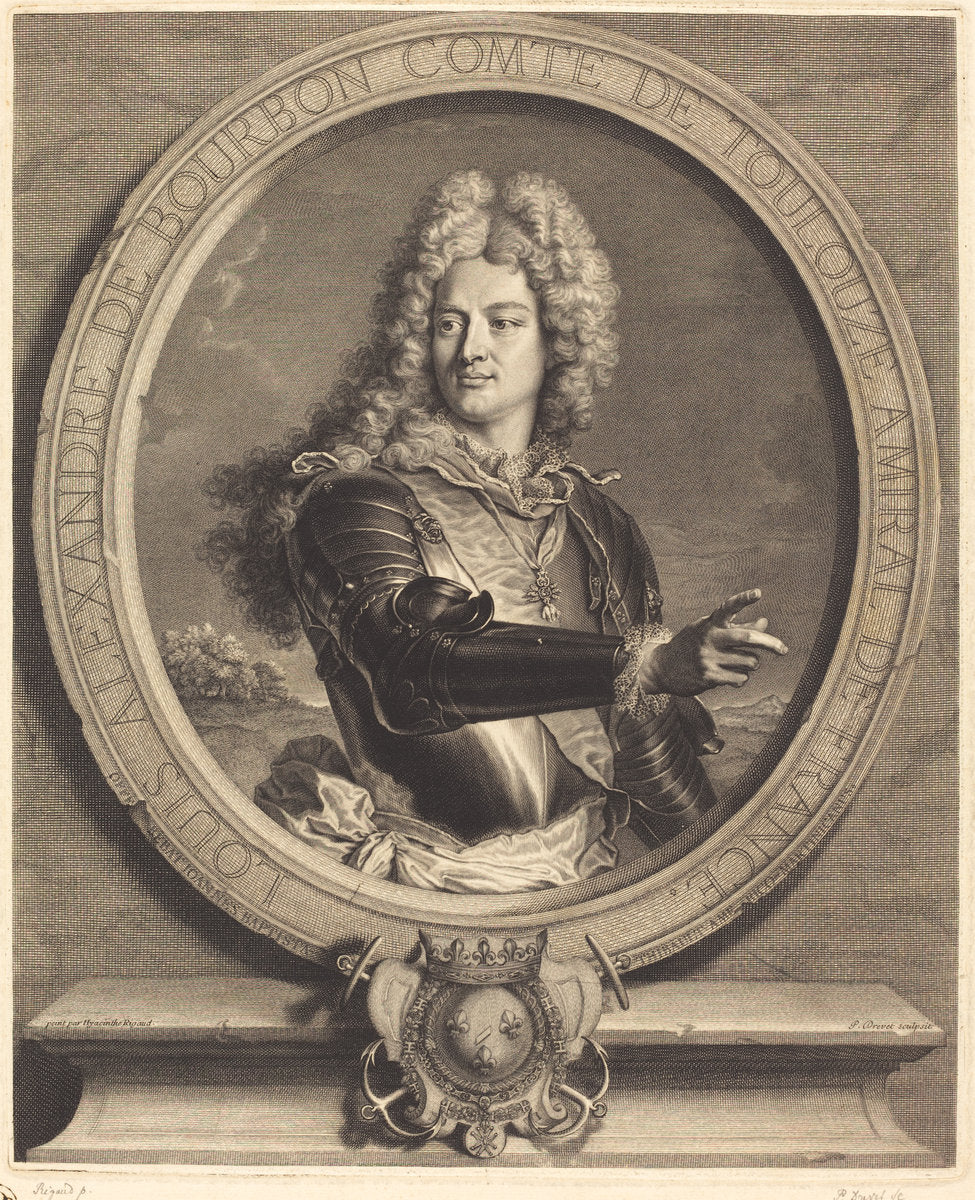 Louis-Alexandre de Bourdon, comte de Toulouse by Pierre Drevet after Hyacinthe Rigaud (French, 1663 - 1738), 16X12"(A3)Poster Print