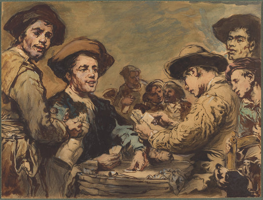 Card Players by Augustin Théodule Ribot (French, 1823 - 1891), 16X12"(A3)Poster Print