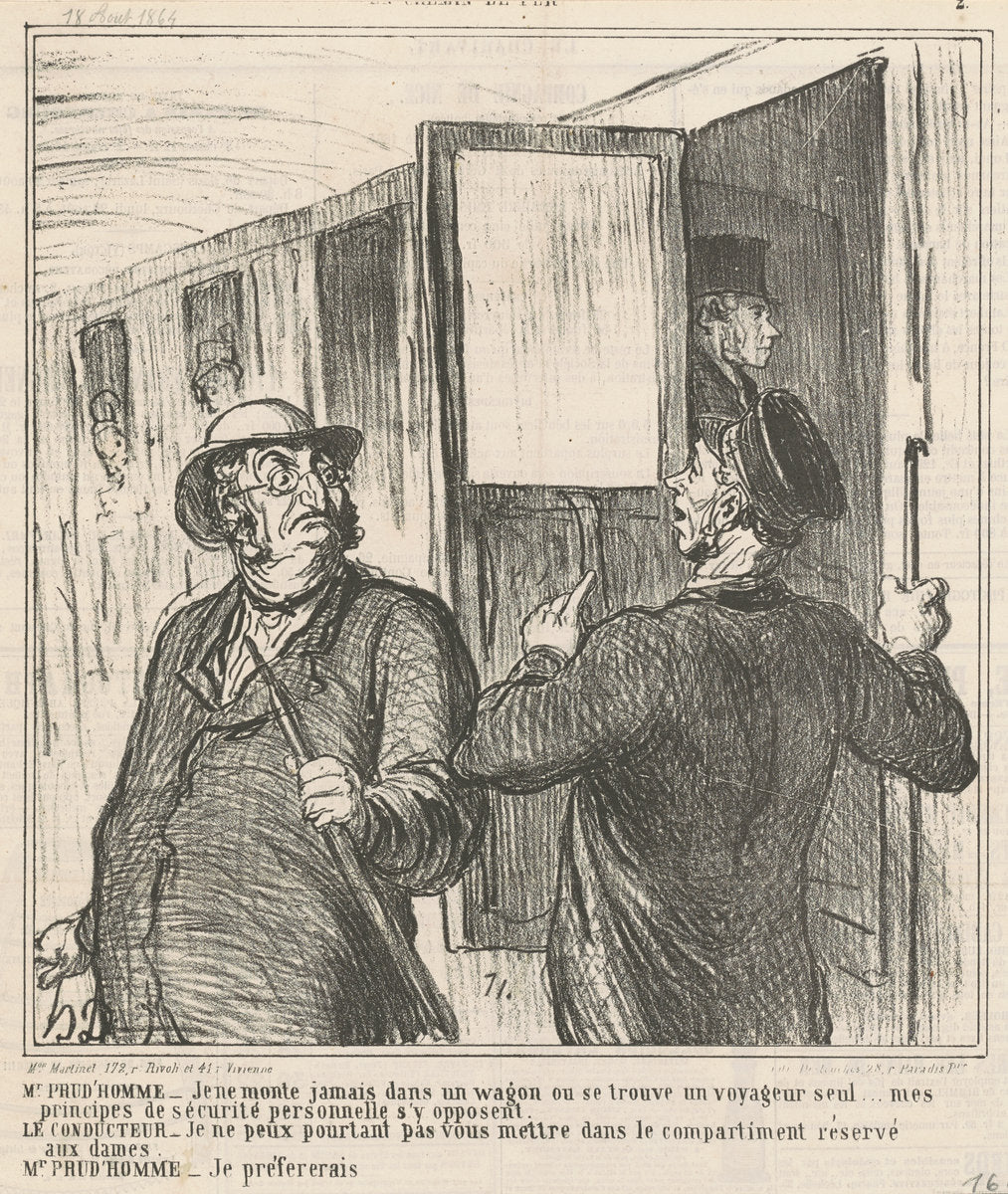 M. Prud'homme: Je ne monte jamais ... by Honoré Daumier (French, 1808 - 1879), 16X12"(A3)Poster Print