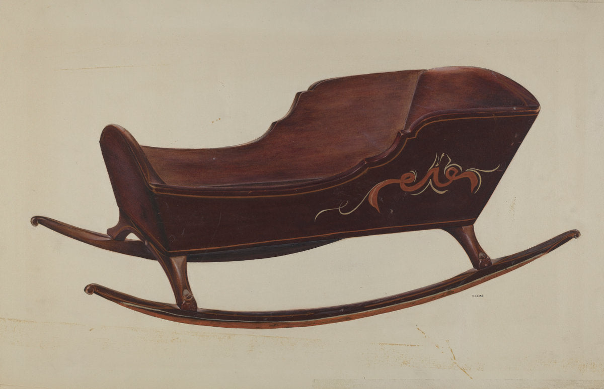 Doll Cradle by Orville Cline (American, active c. 1935), 16X12"(A3)Poster Print