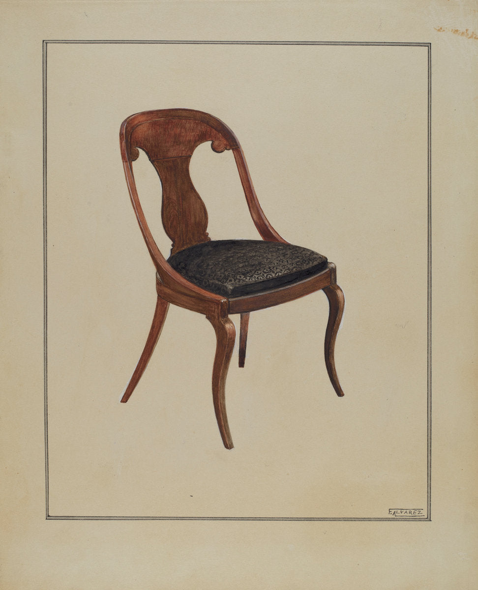 Side Chair by Francisco Alvarez (American, active c. 1935), 16X12"(A3)Poster Print