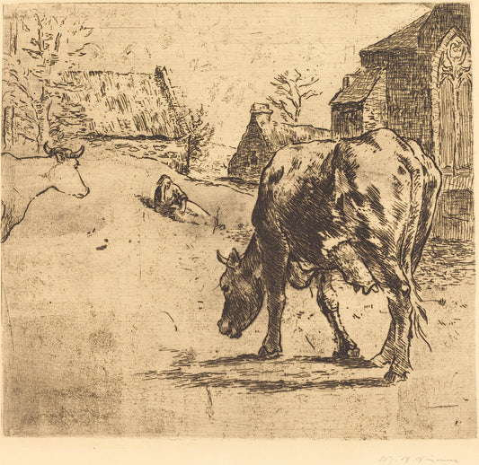 The Cow (La Vache) by Victor Alfred Paul Vignon (French, 1847 - 1909), 16X12"(A3)Poster Print