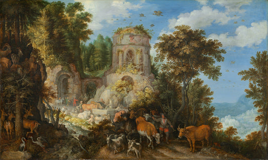 Landscape with the Flight into Egypt by Roelandt Savery (Dutch, 1576 - 1639), 16X12"(A3)Poster Print