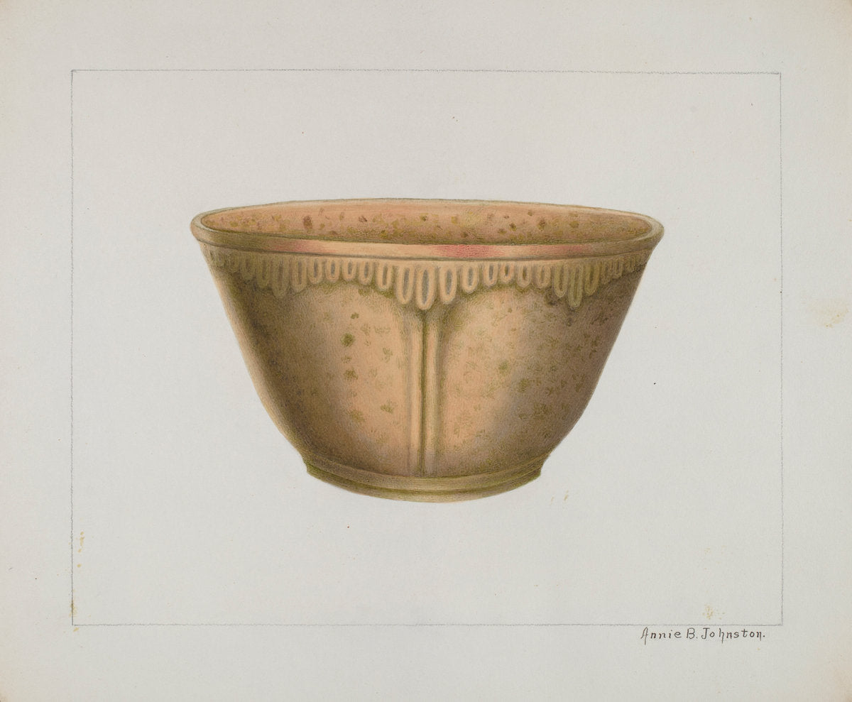 Bowl with Ornamented Rim by Annie B. Johnston (American, active c. 1935), 16X12"(A3)Poster Print