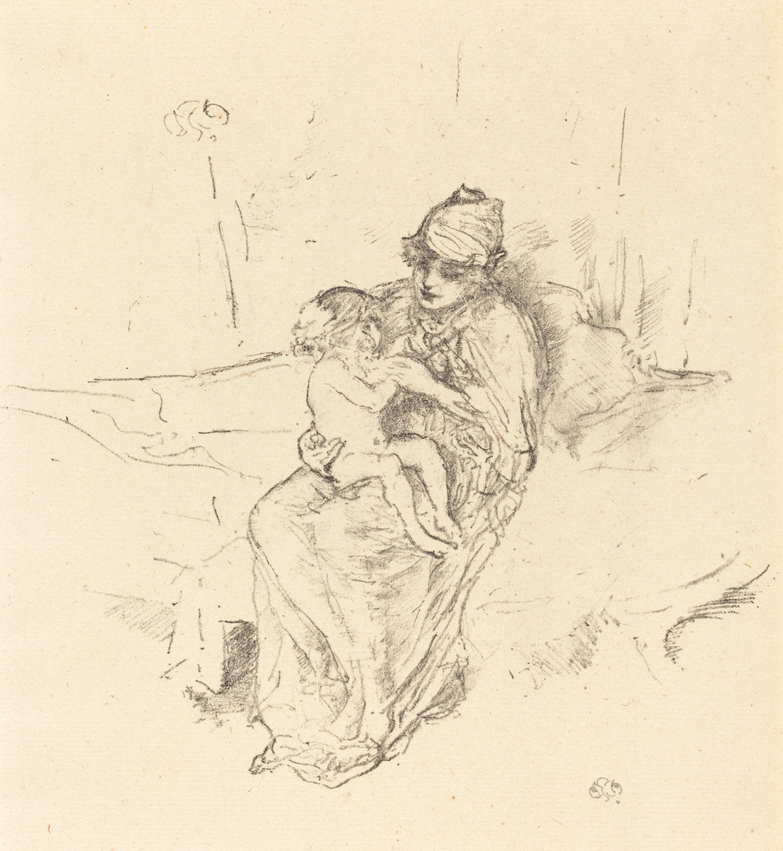 Mother and Child, No. 1 by James McNeill Whistler (American, 1834 - 1903), 16X12"(A3)Poster Print