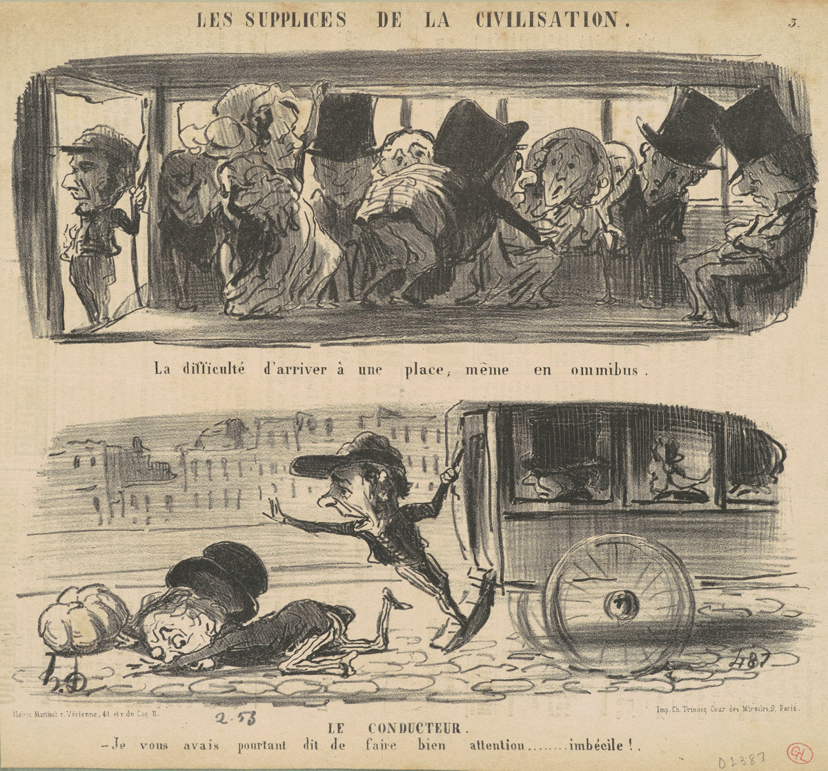 La difficulté d'arriver a une place by Honoré Daumier (French, 1808 - 1879), 16X12"(A3)Poster Print