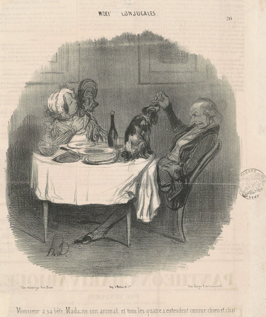 Monsieur a sa bête, Madame son animal... by Honoré Daumier (French, 1808 - 1879), 16X12"(A3)Poster Print