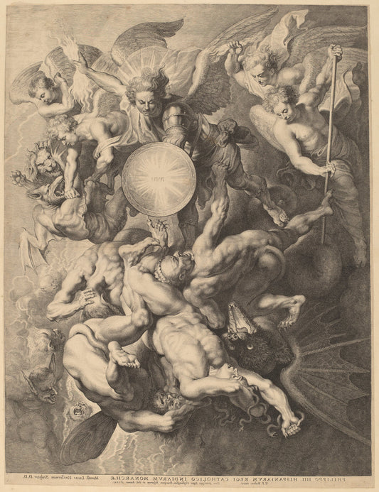The Fall of the Rebel Angels by Lucas Emil Vorsterman after Sir Peter Paul Rubens (Flemish, 1595 - 1675), 16X12"(A3)Poster Print