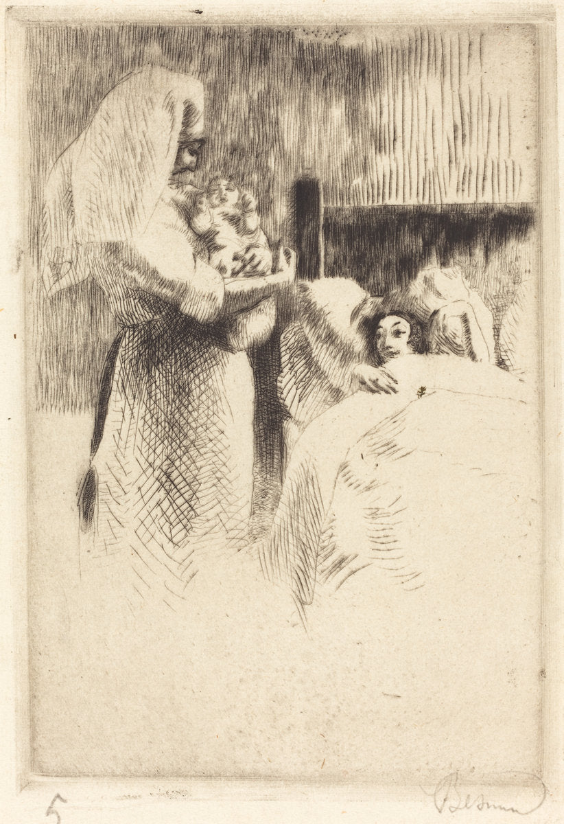 Birth Announcement for Anne-Élisabeth Besnard (Carte de naissance d'Anne-Élisabeth Besnard) by Albert Besnard (French, 1849 - 1934), 16X12"(A3)Poster Print