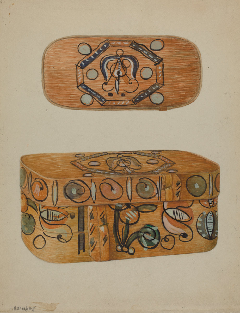 Pa. German Box by Joseph Rothenberg (American, active c. 1935), 16X12"(A3)Poster Print