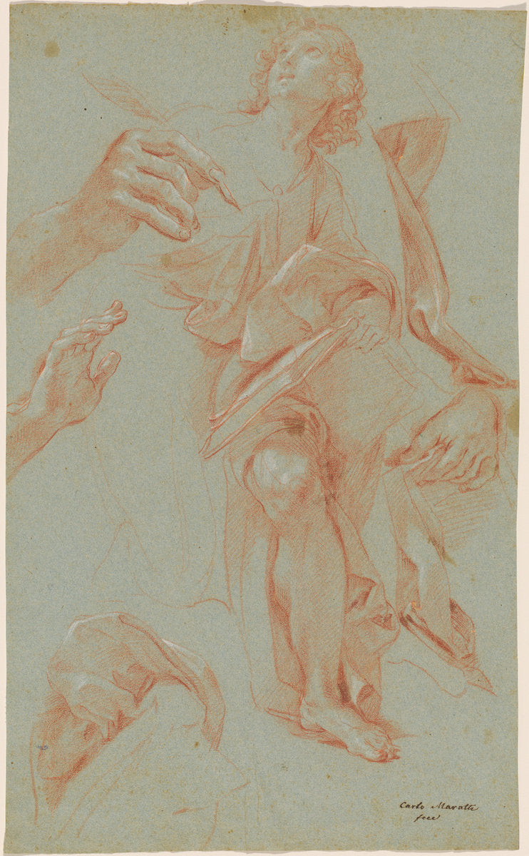 Studies of Saint James the Greater by Carlo Maratta (Italian, 1625 - 1713), 16X12"(A3)Poster Print