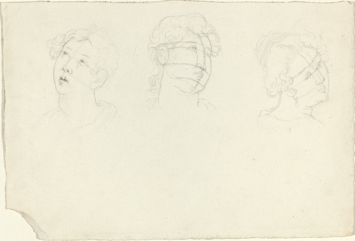 Head of Mary Magdalen and Two Saints (?) by John Flaxman (British, 1755 - 1826), 16X12"(A3)Poster Print