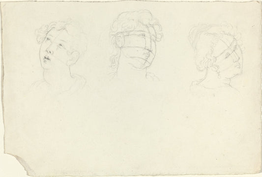 Head of Mary Magdalen and Two Saints (?) by John Flaxman (British, 1755 - 1826), 16X12"(A3)Poster Print