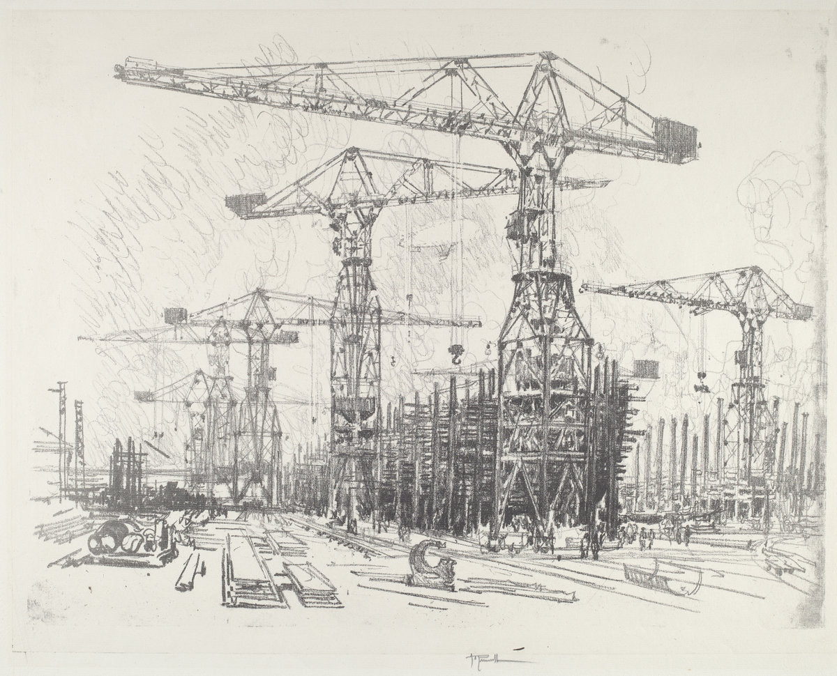 The Old Shipyard by Joseph Pennell (American, 1857 - 1926), 16X12"(A3)Poster Print
