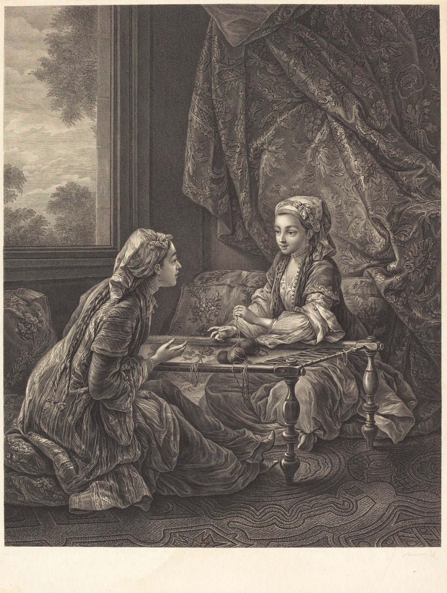 La Confidence by Jacques-Firmin Beauvarlet after Carle Van Loo (French, 1731 - 1797), 16X12"(A3)Poster Print