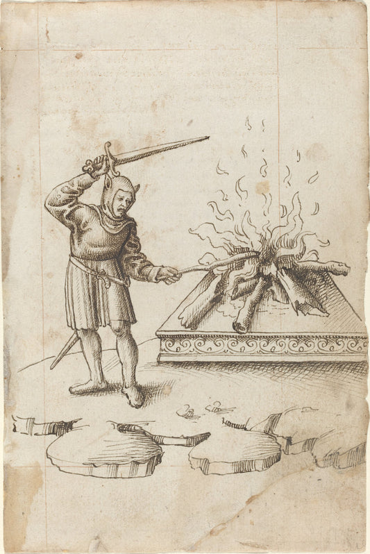 c. 1512/1515 by French early 16th Century ("Do Not Poke the Fire with a Sword" [fol. 20 recto]), 16X12"(A3)Poster Print