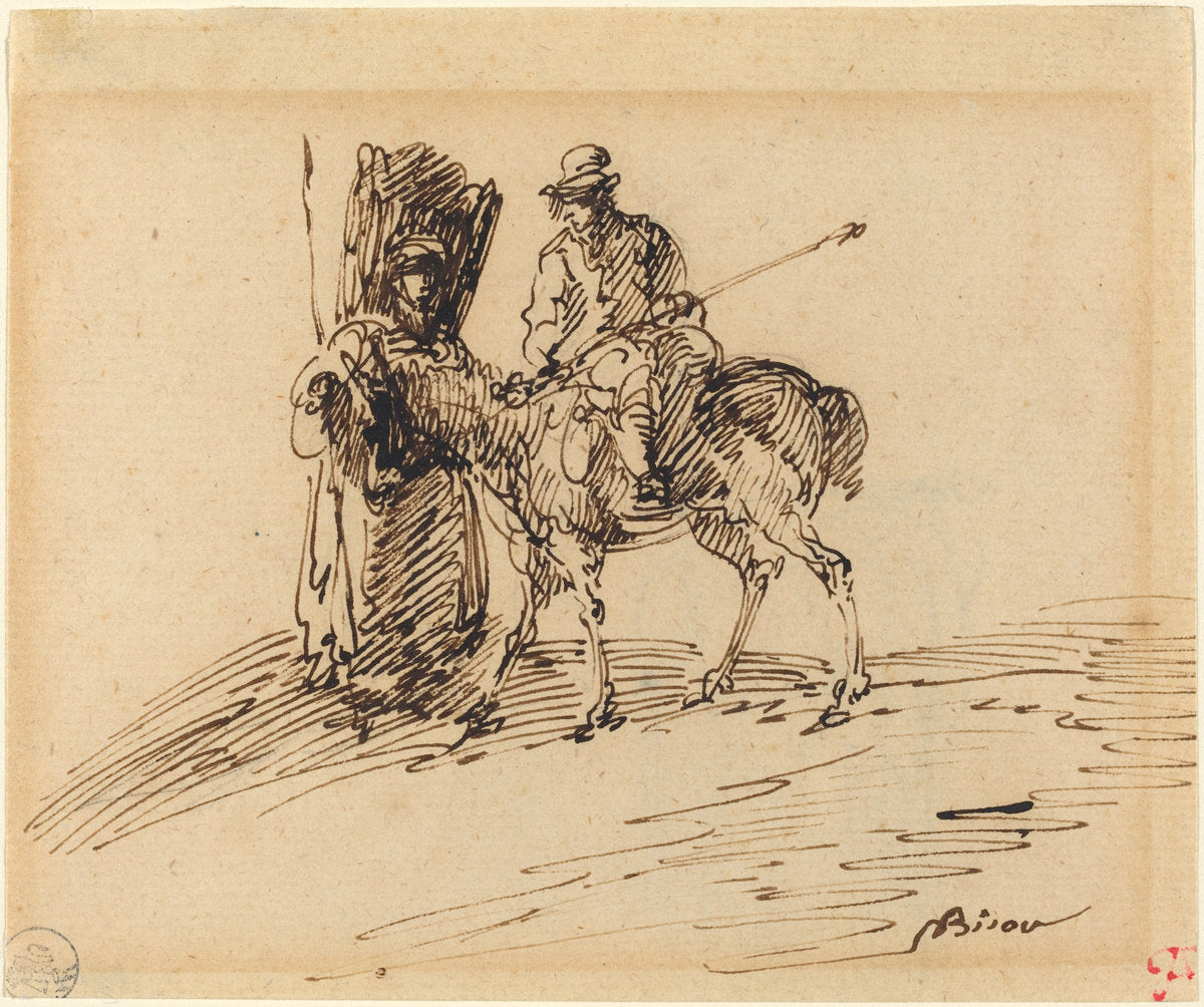 Horseman with Peasant by Giuseppe Bernardino Bison (Venetian, 1762 - 1844), 16X12"(A3)Poster Print