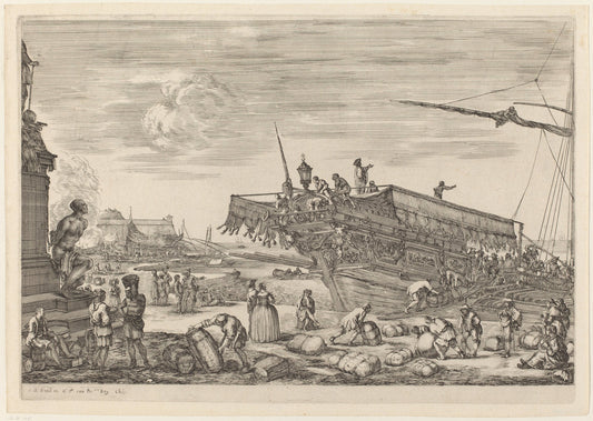 Loading a Ship by Stefano Della Bella (Italian, 1610 - 1664), 16X12"(A3)Poster Print