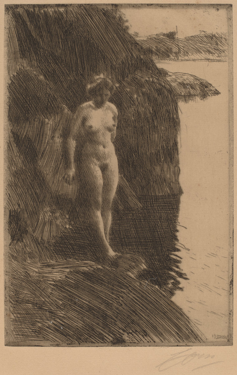 Precipice by Anders Zorn (Swedish, 1860 - 1920), 16X12"(A3)Poster Print