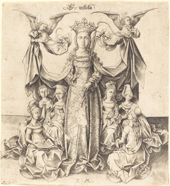 Saint Ursula and Her Maidens by Israhel van Meckenem (German, c. 1445 - 1503), 16X12"(A3)Poster Print