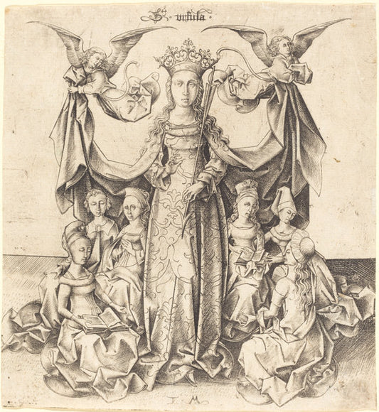 Saint Ursula and Her Maidens by Israhel van Meckenem (German, c. 1445 - 1503), 16X12"(A3)Poster Print