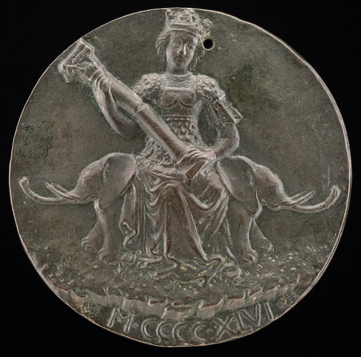 Fortitude Holding a Broken Column [reverse] by Matteo de' Pasti (Italian, c. 1420 - 1467/1468), 16X12"(A3)Poster Print