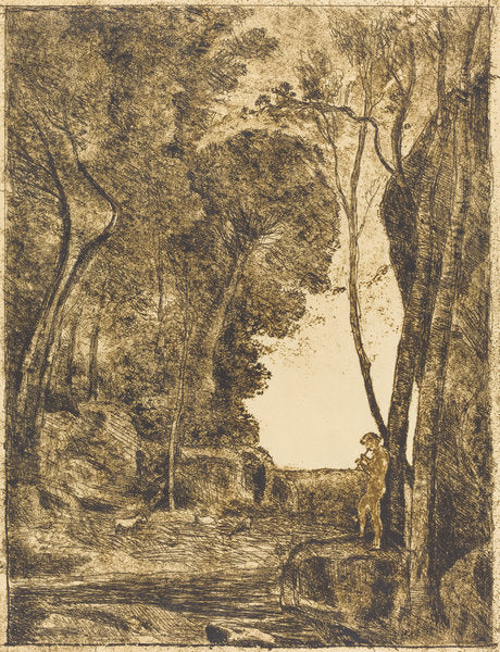 Little Shepherd, 1st Plate (Le Petit Berger) by Jean-Baptiste-Camille Corot (French, 1796 - 1875), 16X12"(A3)Poster Print