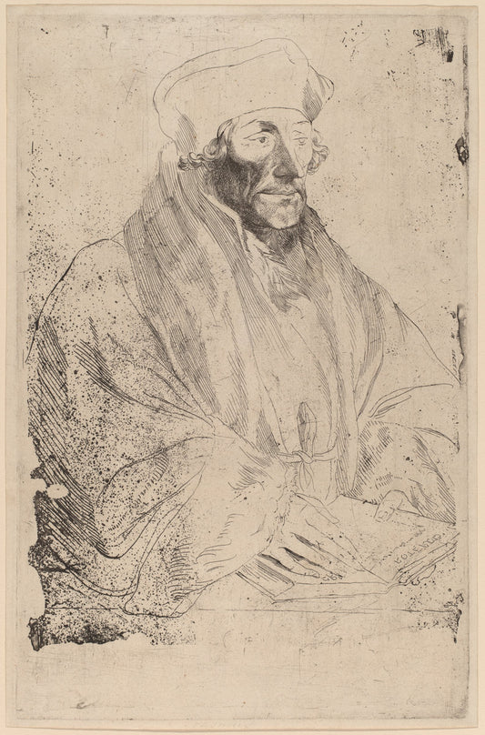 Erasmus of Rotterdam by Sir Anthony van Dyck after Hans Holbein the Younger (Flemish, 1599 - 1641), 16X12"(A3)Poster Print