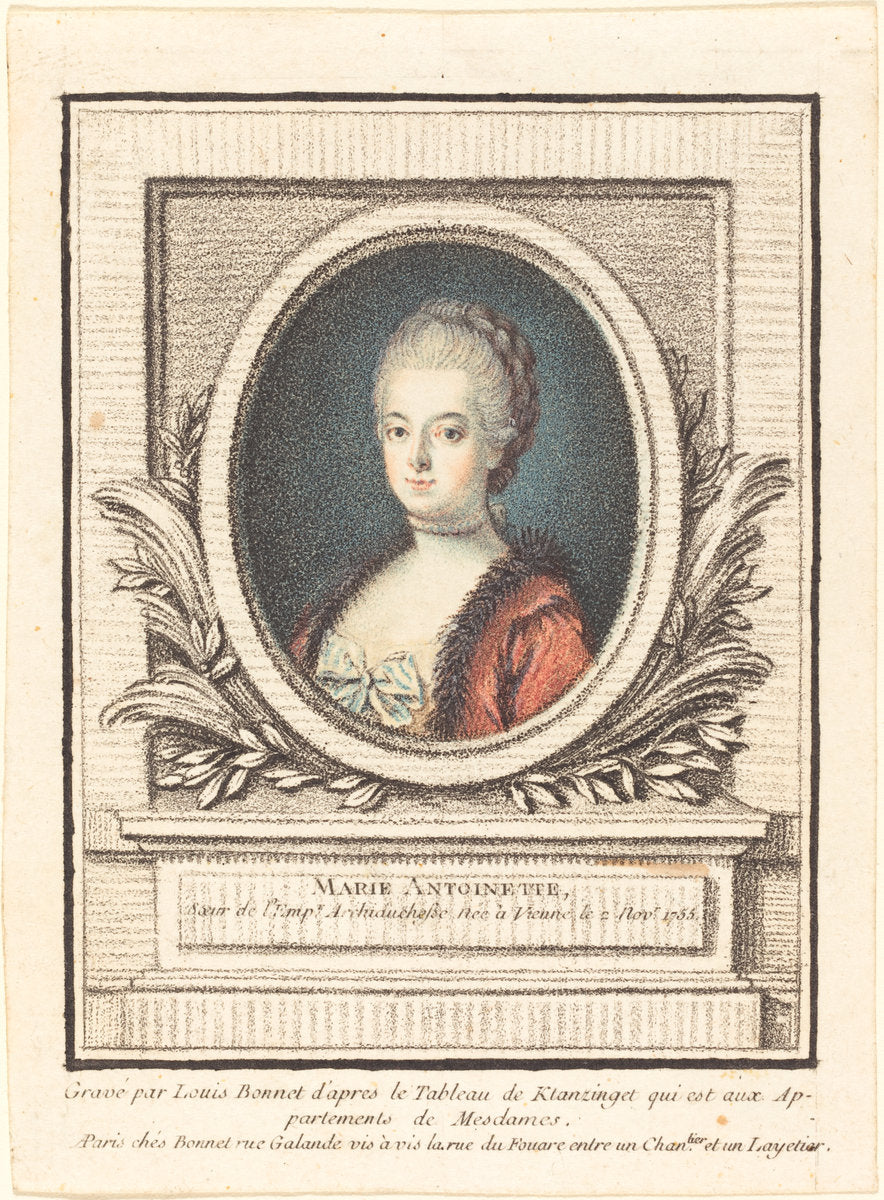 Marie-Antoinette, Dauphine by Louis-Marin Bonnet after Joseph Kranzinger (French, 1736 - 1793), 16X12"(A3)Poster Print
