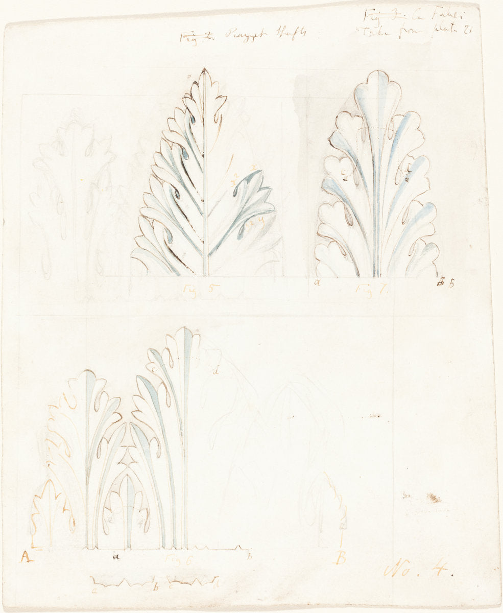 Ornamental Study with Acanthus Motif for "The Stones of Venice" by John Ruskin (British, 1819 - 1900), 16X12"(A3)Poster Print