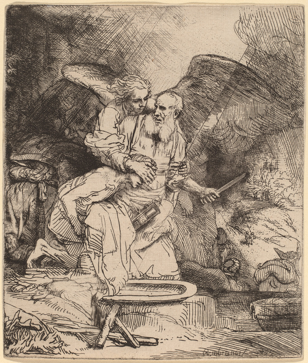 Abraham's Sacrifice by Rembrandt van Rijn (Dutch, 1606 - 1669), 16X12"(A3)Poster Print
