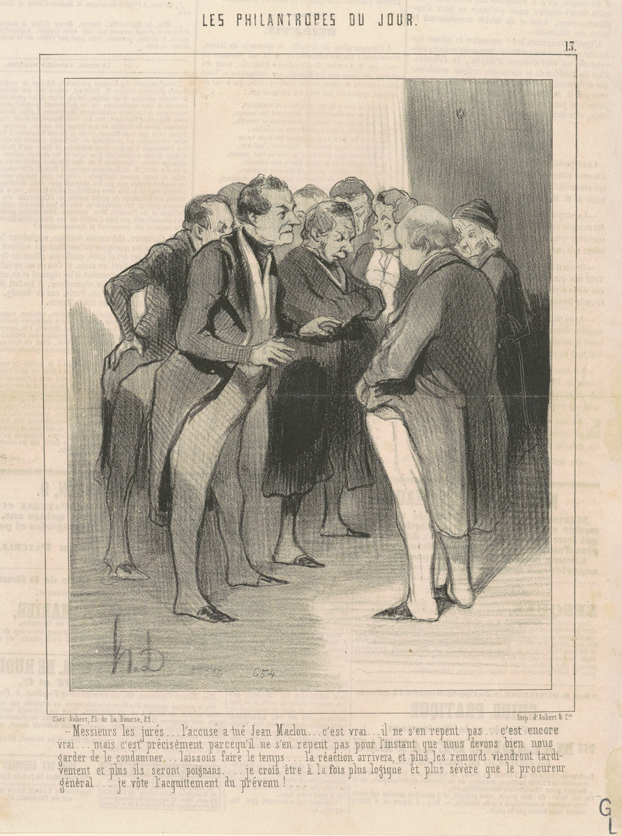 Messieurs les juré ... l'accusé a tué Jean Maclou ... by Honoré Daumier (French, 1808 - 1879), 16X12"(A3)Poster Print