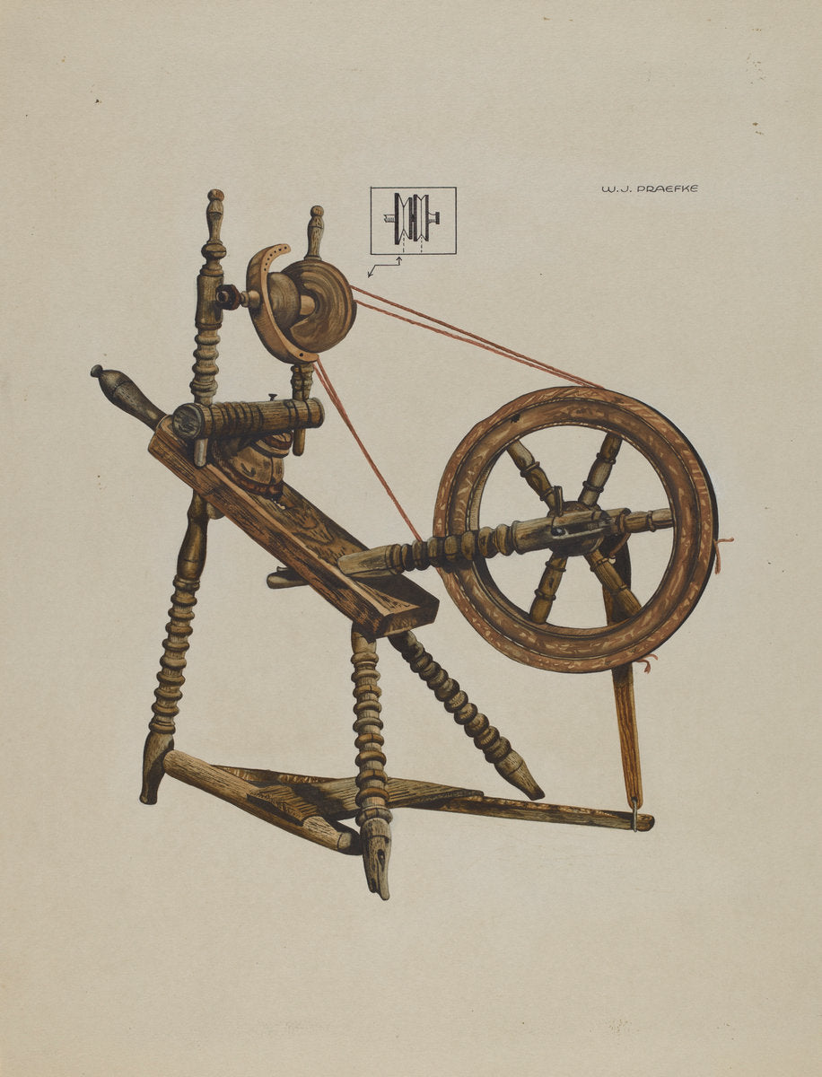 Toy Spinning Wheel by Walter Praefke (American, active c. 1935), 16X12"(A3)Poster Print
