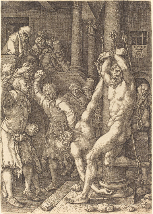 The Two Elders Stoned by the People by Heinrich Aldegrever (German, 1502 - 1555/1561), 16X12"(A3)Poster Print