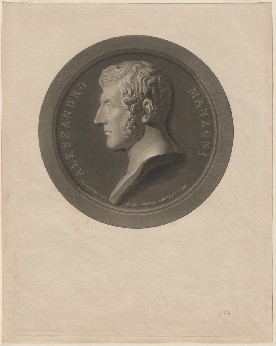 Alessandro Manzoni by Giuseppe Cornienti, after Gaetano Monti (Italian, active 1800 - 1850), 16X12"(A3)Poster Print
