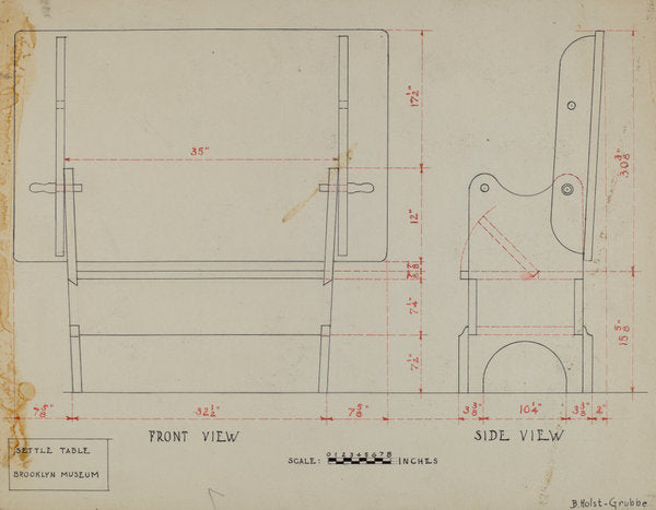 Settle-table by B. Holst-Grubbe (American, active c. 1935), 16X12"(A3)Poster Print