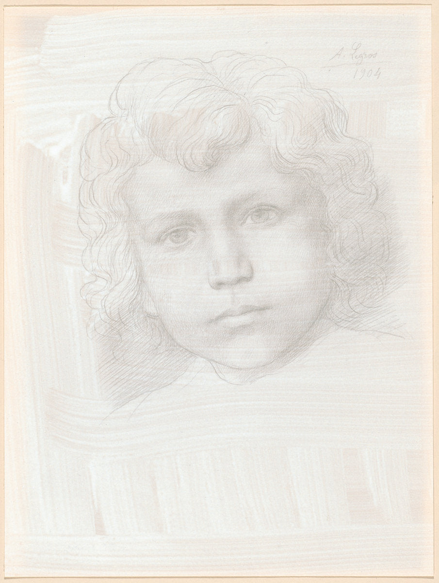Study of Cupid (Head of a Girl) by Alphonse Legros (French, 1837 - 1911), 16X12"(A3)Poster Print