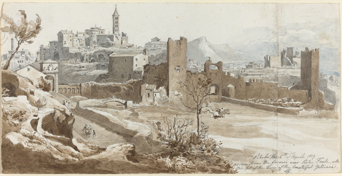 Viterbo by Wilhelm Heinrich Ludwig Gruner (German, 1801 - 1882), 16X12"(A3)Poster Print