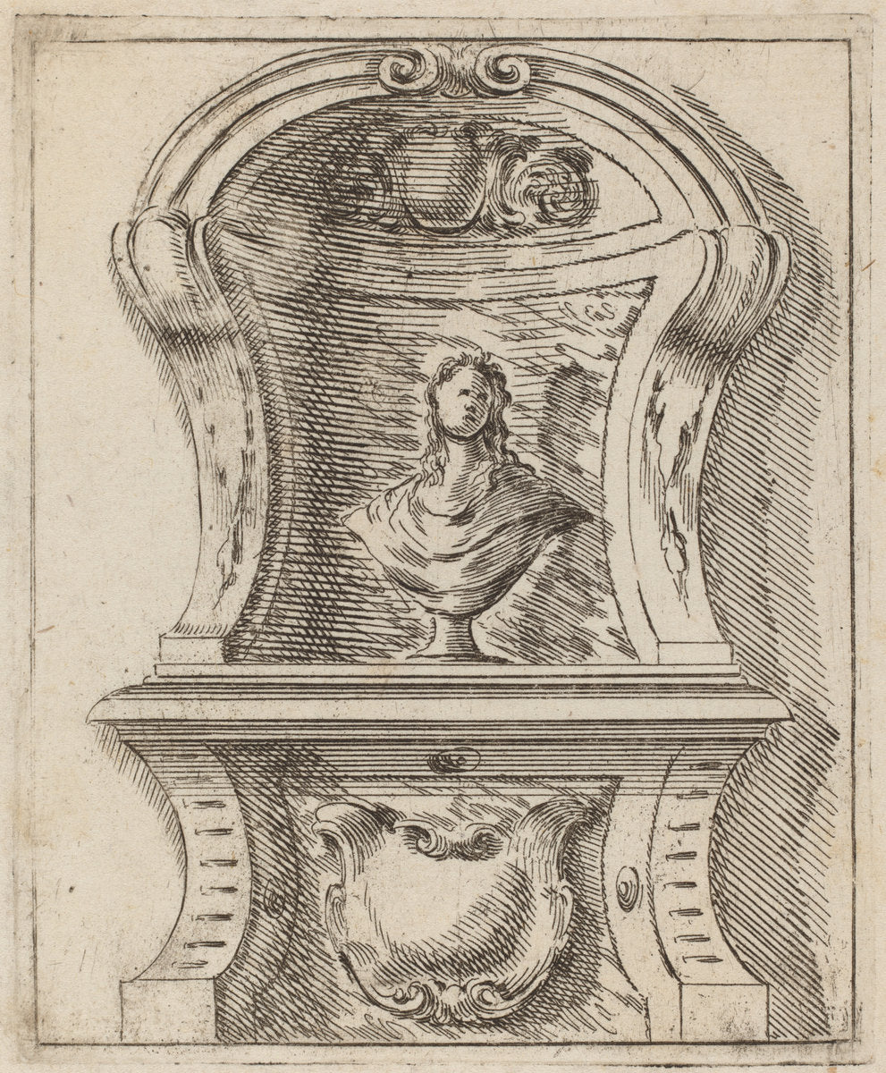 Architectural Motif with a Bust by Carlo Antonio Buffagnotti (Italian, c. 1660 - after 1710), 16X12"(A3)Poster Print