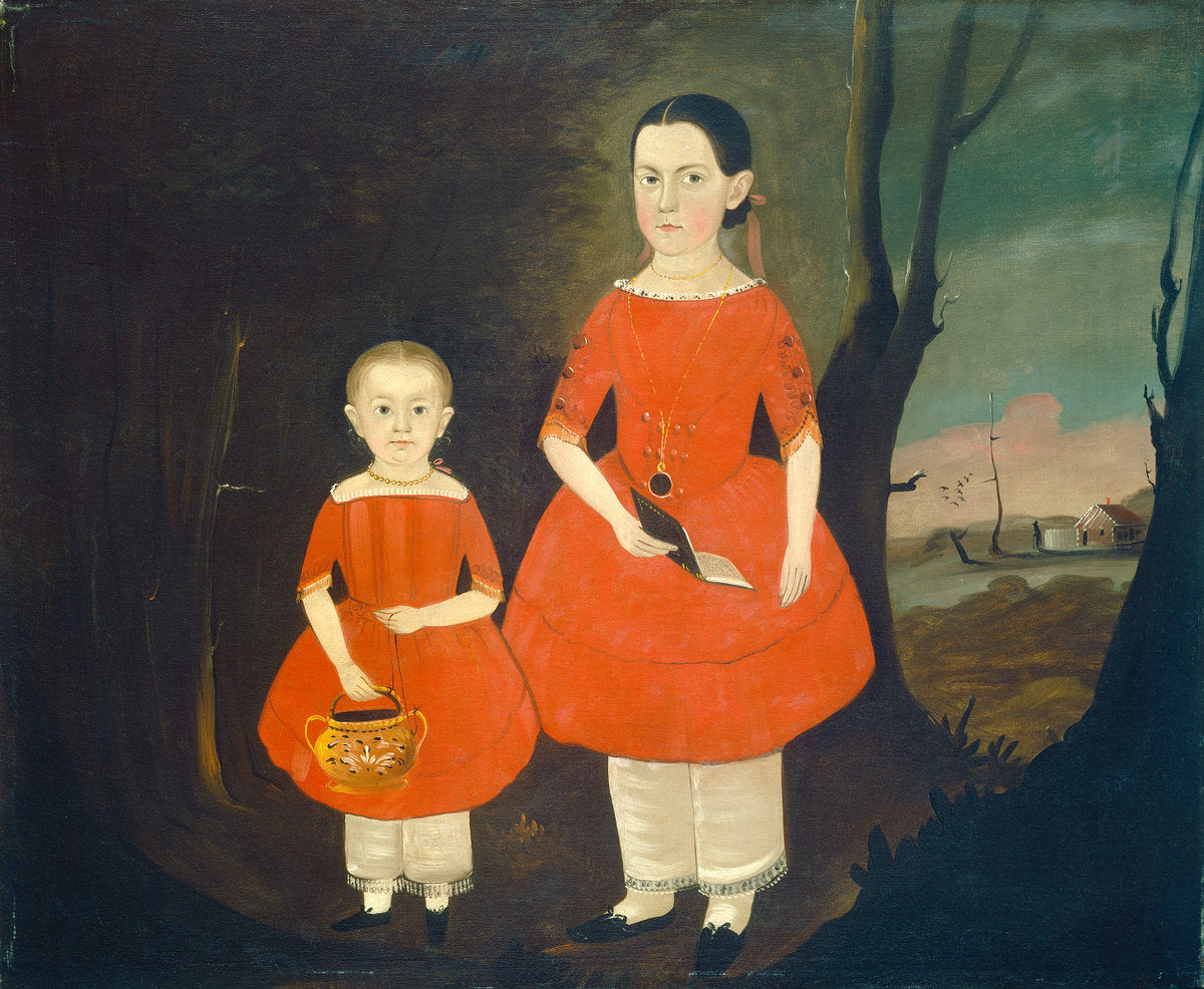 Sisters in Red by Sturtevant J. Hamblin (American, active 1837/1856), 16X12"(A3)Poster Print
