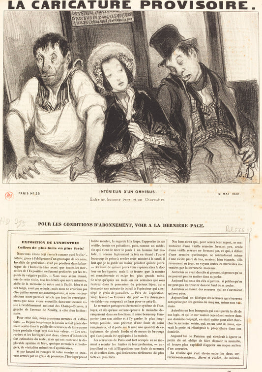 Intérieur d'un omnibus by Honoré Daumier (French, 1808 - 1879), 16X12"(A3)Poster Print