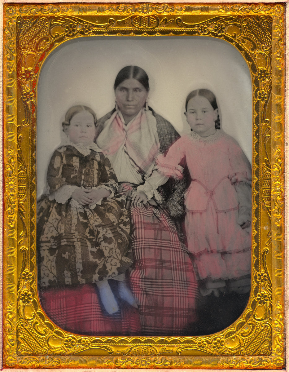 1850s by American 19th Century (Portrait of a Woman and Two Girls), 16X12"(A3)Poster Print
