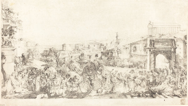Triomphe de Pompee dans Rome by Gabriel Jacques de Saint-Aubin (French, 1724 - 1780), 16X12"(A3)Poster Print