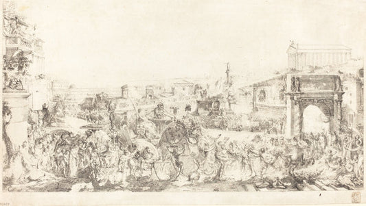 Triomphe de Pompee dans Rome by Gabriel Jacques de Saint-Aubin (French, 1724 - 1780), 16X12"(A3)Poster Print