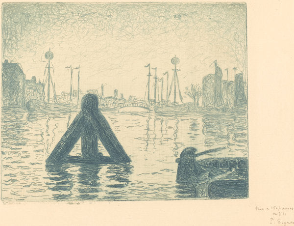 Harbor in Holland - Flushing (La balise - En Holland, Flessingue) by Paul Signac (French, 1863 - 1935), 16X12"(A3)Poster Print