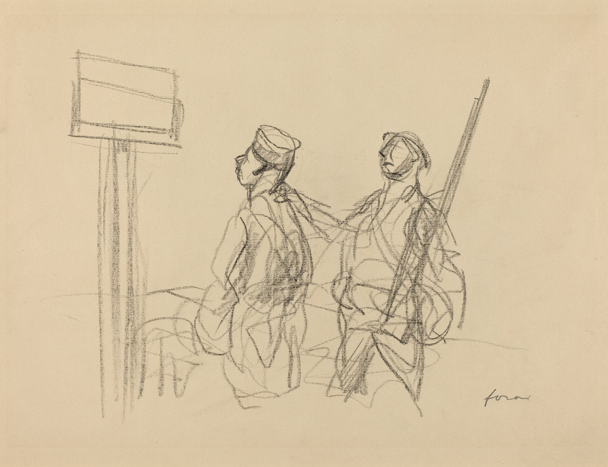 Two Soldiers Looking at a Placard by Jean-Louis Forain (French, 1852 - 1931), 16X12"(A3)Poster Print