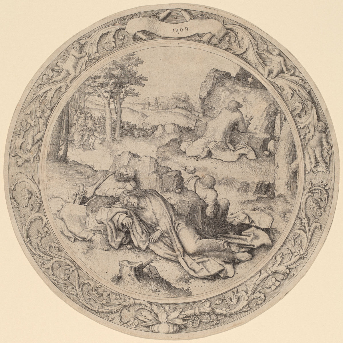 Christ in Gethsemane (Agony in the Garden) by Lucas van Leyden (Netherlandish, 1489/1494 - 1533), 16X12"(A3)Poster Print